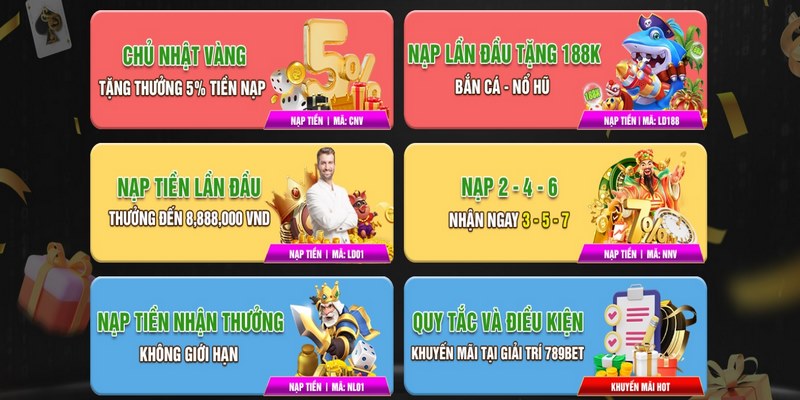 Thưởng nạp tiền 789BET thưởng nạp tiền